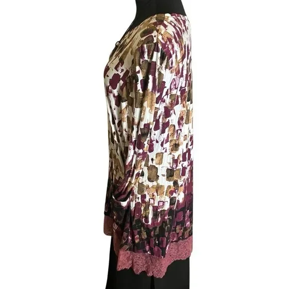 LOGO by Lori Goldstein Tunic with Pockets and Lace Trim Size XL - Picture 8 of 11